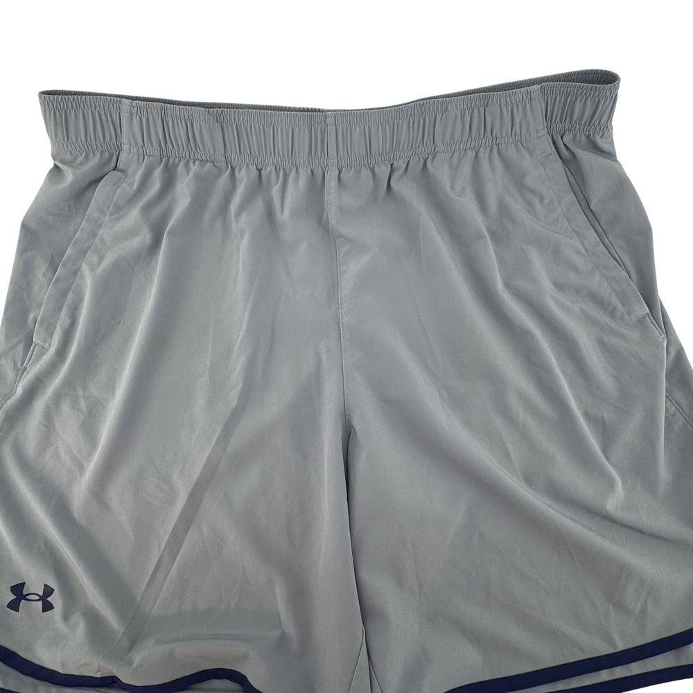 Under Armour Athletic Shorts Men XXL Blue Gray Loose Fit 7" Inseam Elastic Waist